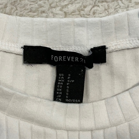Forever 21 White Ribbed Short Sleeve Tee - Picture 2 of 4